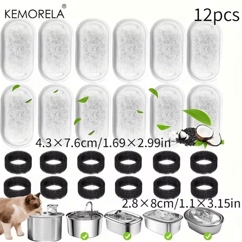 PureFlow Carbon Filter Sponge Set For Cat Water Fountains 3