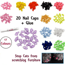 softpaws silicone cat nail caps set (20-piece)