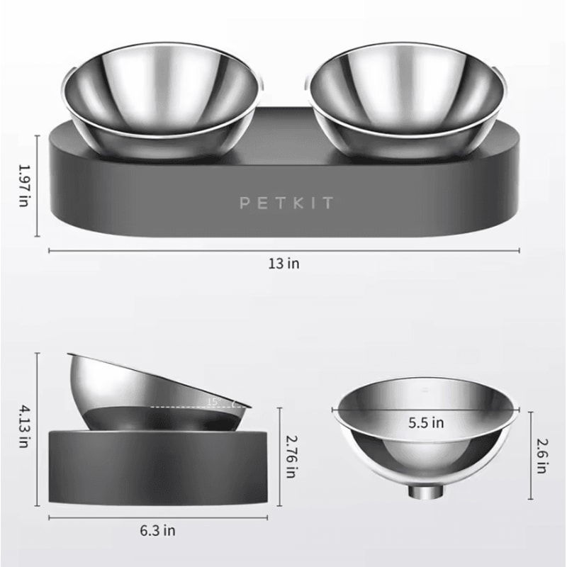 PETKIT Elevate Duo Stainless Steel Pet Feeding Bowl Set 2