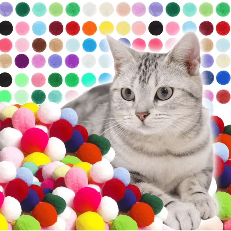 Colorful Plush Cat Toy Balls 98PCS198PCS Interactive Play Pack 0