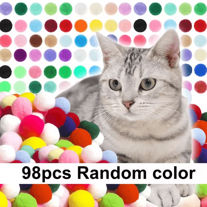Colorful Plush Cat Toy Balls 98PCS198PCS Interactive Play Pack 5