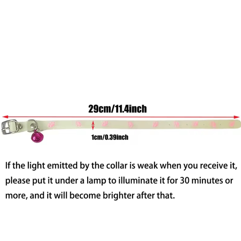 GlowintheDark Paw Print Cat Collar With Bell Safety Buckle 1