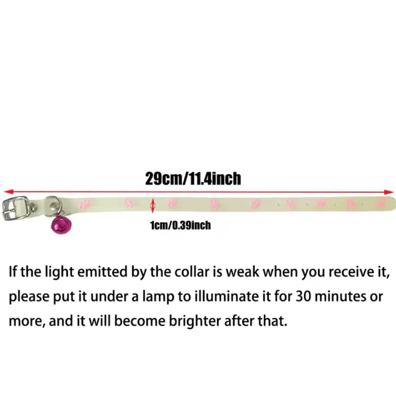 GlowintheDark Paw Print Cat Collar With Bell Safety Buckle 1