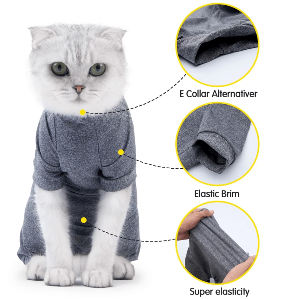 Cozy Cotton Cat Recovery Suit For PostSurgery Healing 3