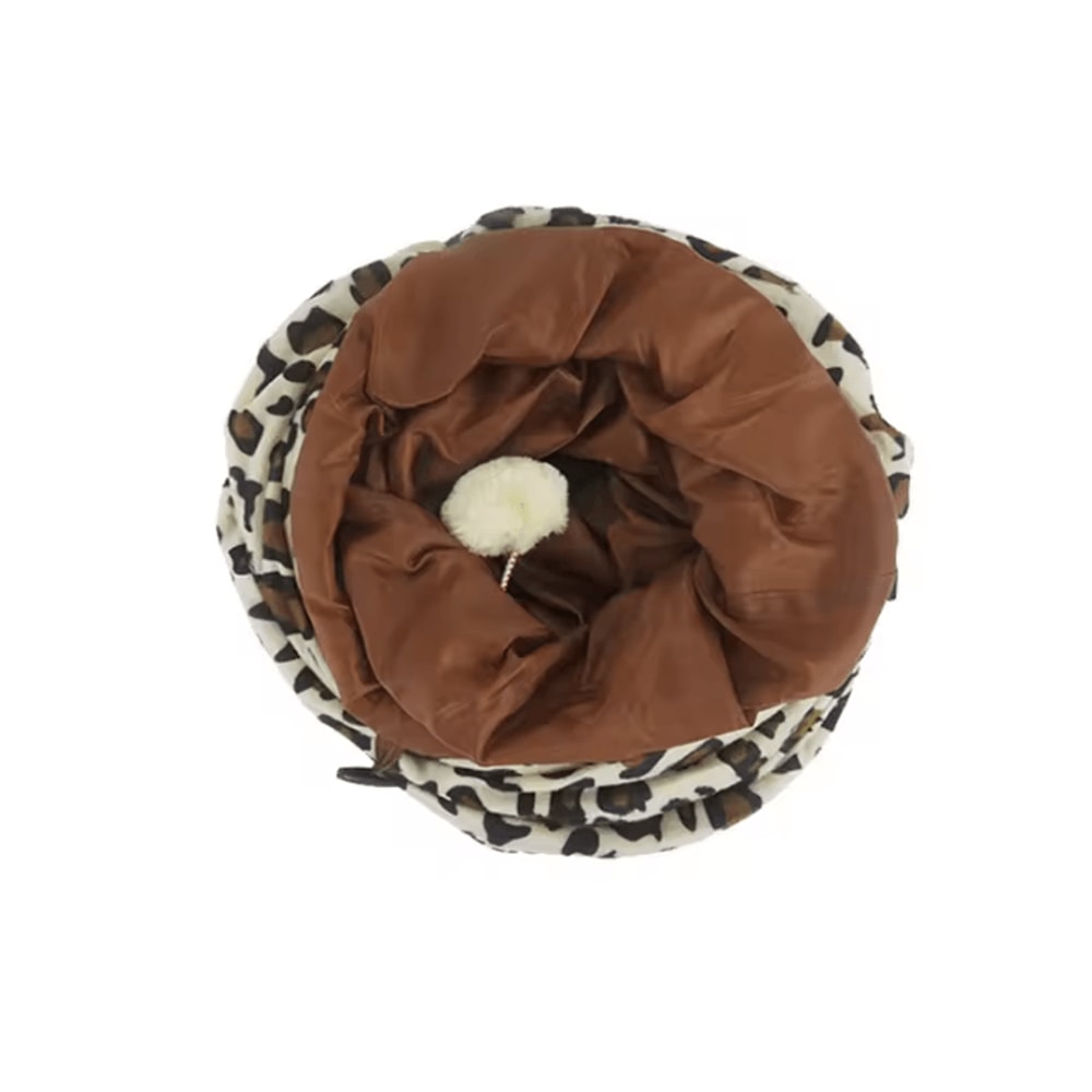 Leopard Print Crinkle Cat Tunnel Toy Collapsible 2Way Play Tunnel 1