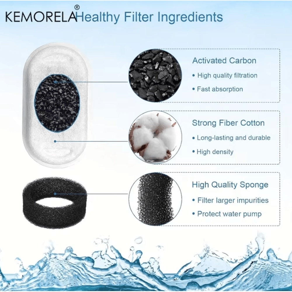 20PCS Activated Carbon Pet Water Fountain Filters With 20 Replacement Sponges 3