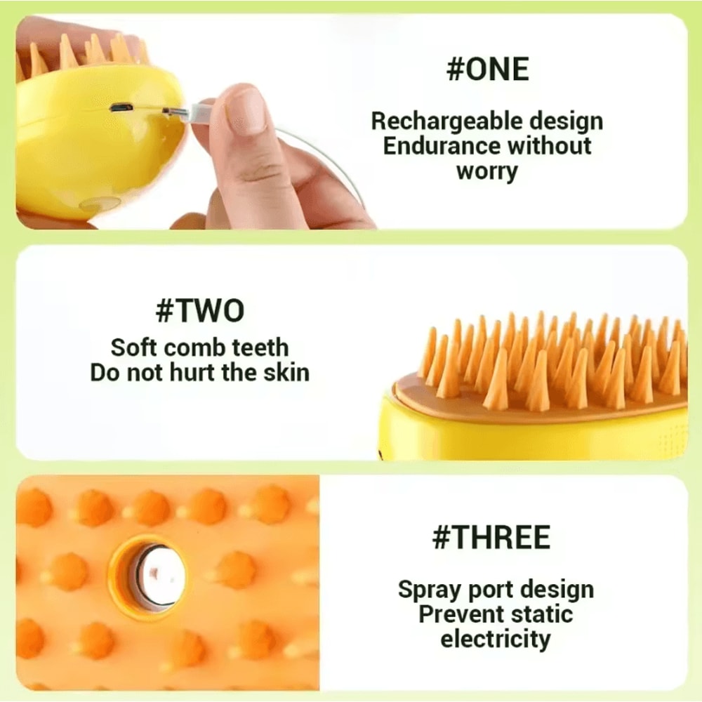 3in1 Electric Steam Pet Grooming Brush For Cats Dogs 2