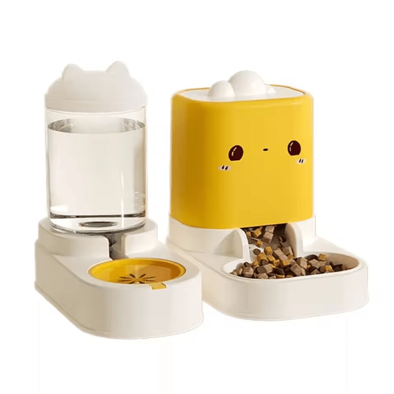Cute CatShaped Automatic Pet Feeder Water Dispenser Set 0