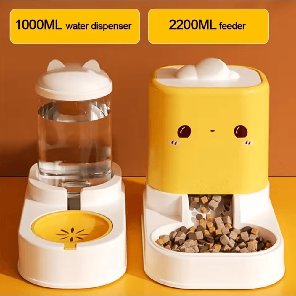 Cute CatShaped Automatic Pet Feeder Water Dispenser Set 1