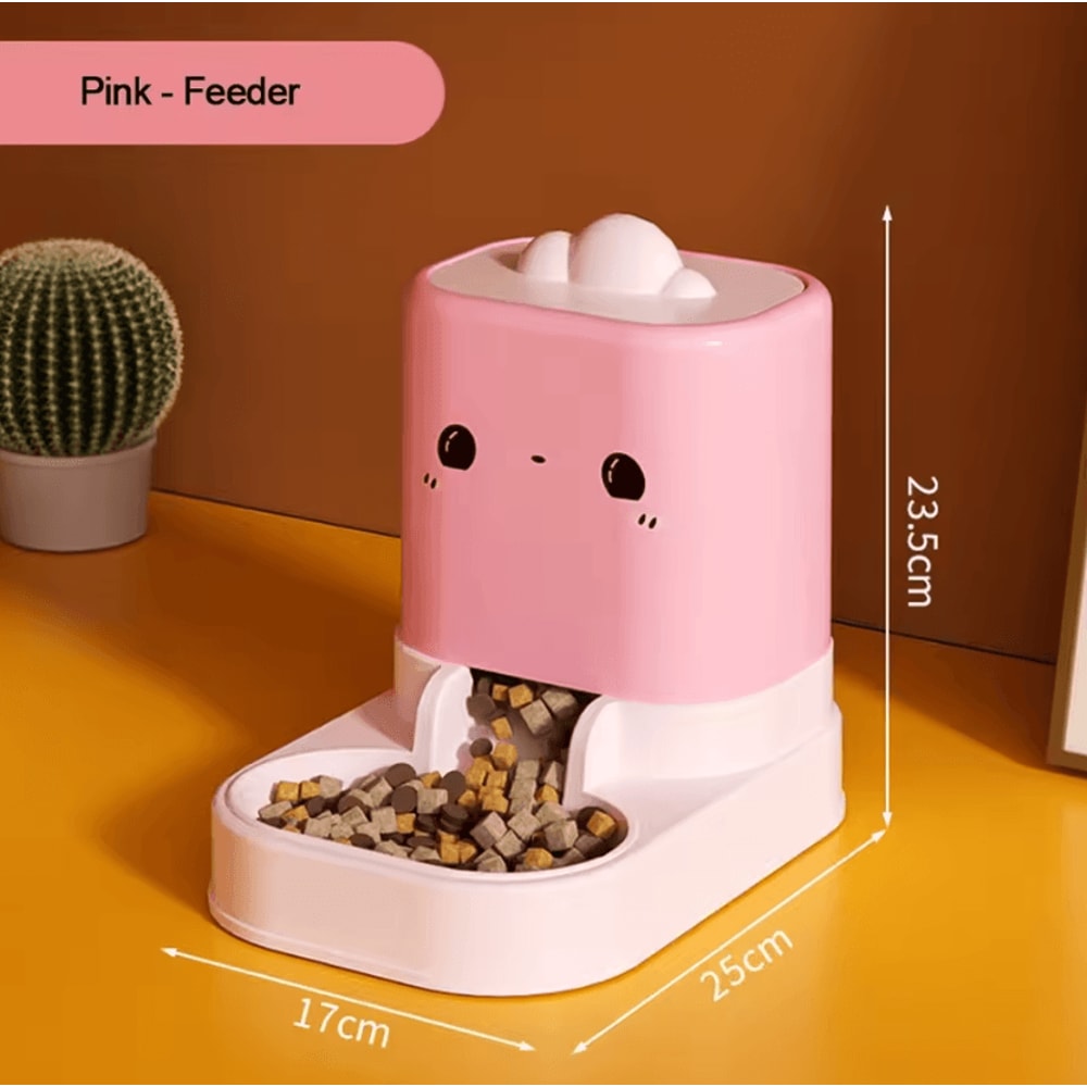 Cute CatShaped Automatic Pet Feeder Water Dispenser Set 6