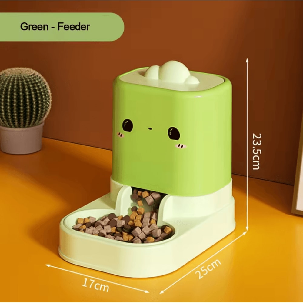 Cute CatShaped Automatic Pet Feeder Water Dispenser Set 7
