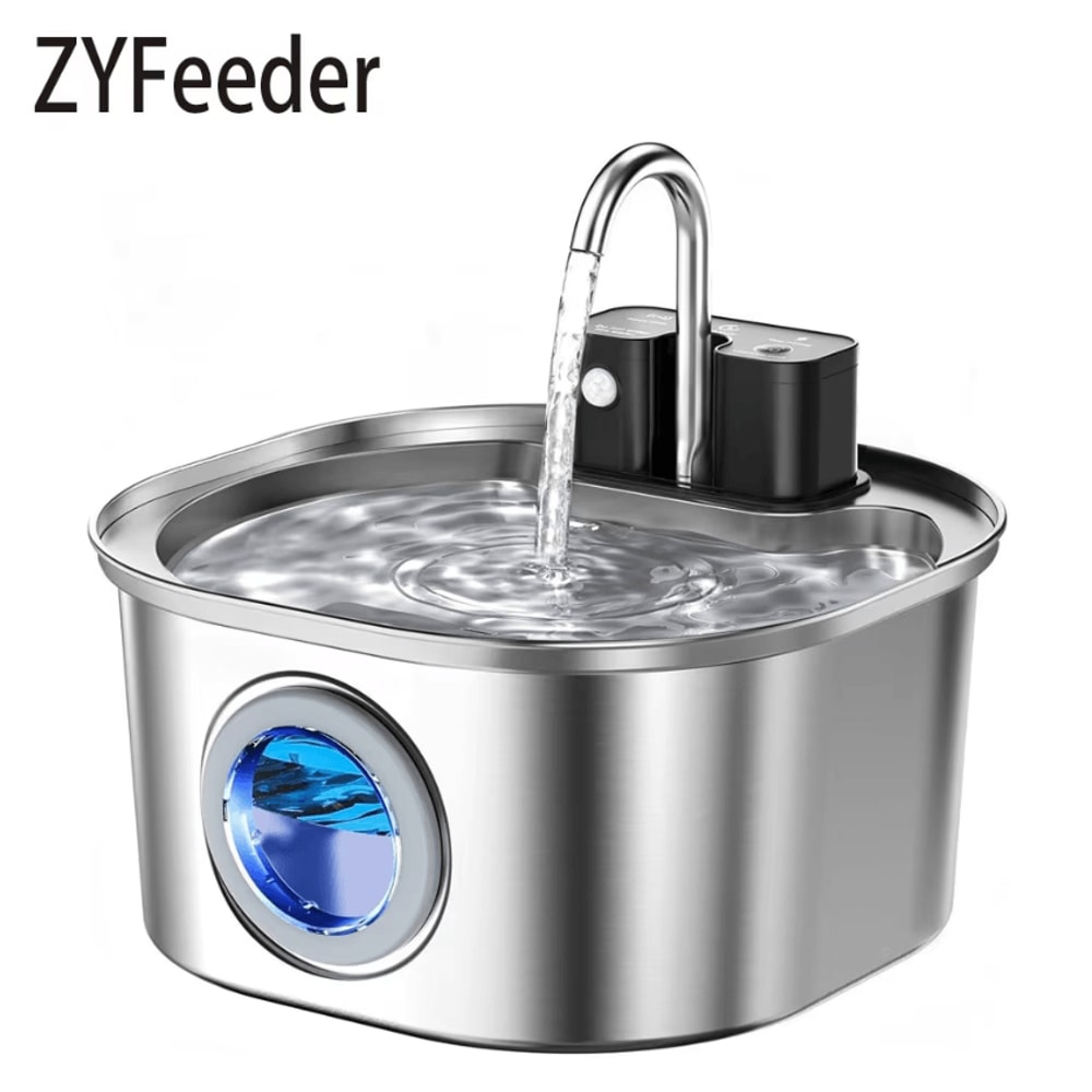Wireless Charging Stainless Steel Cat Water Fountain 32L108oz Sensor Water Dispenser 0