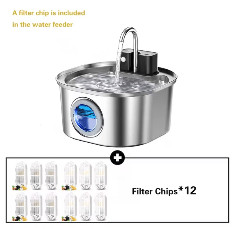 Wireless Charging Stainless Steel Cat Water Fountain 32L108oz Sensor Water Dispenser 5
