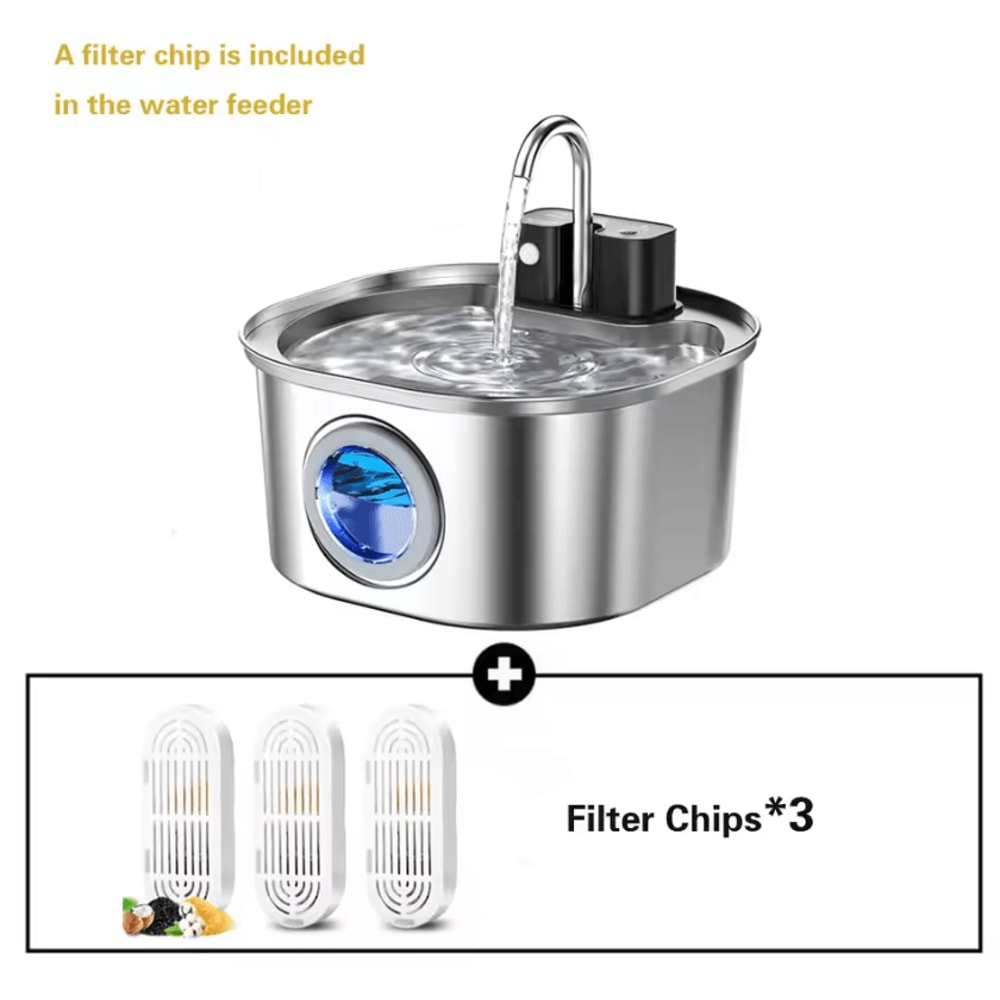 Wireless Charging Stainless Steel Cat Water Fountain 32L108oz Sensor Water Dispenser 7