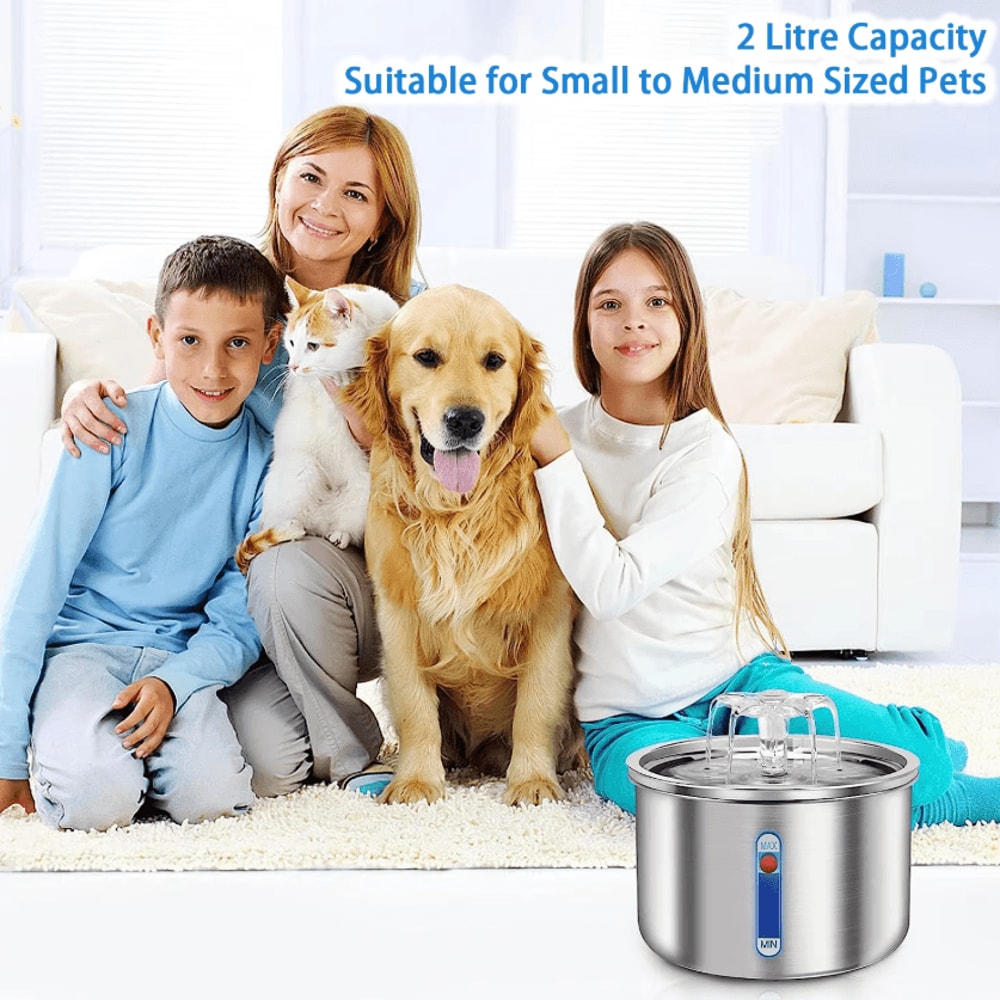 Stainless Steel Automatic Pet Water Fountain USBPowered Silent Drinking Fountain 1