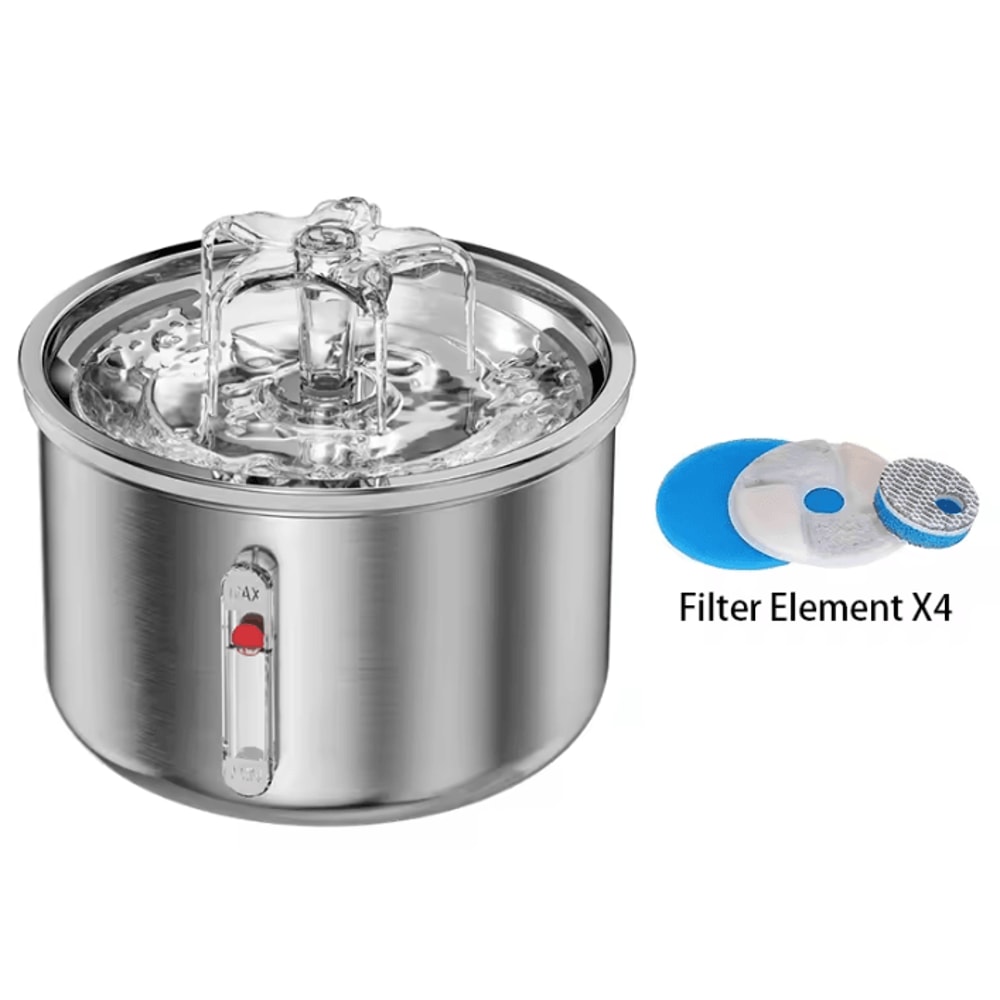Stainless Steel Automatic Pet Water Fountain USBPowered Silent Drinking Fountain 3