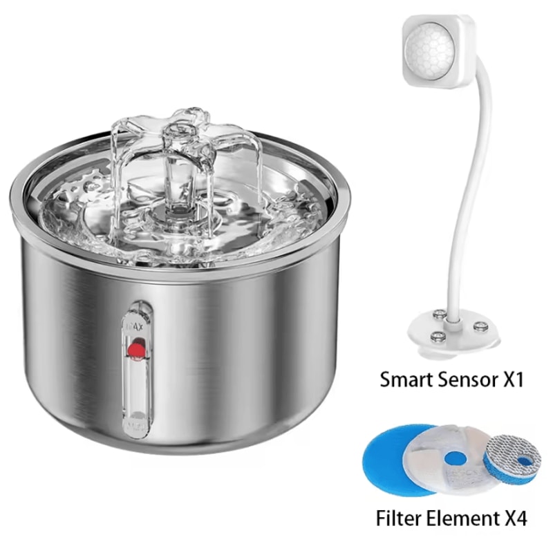 Stainless Steel Automatic Pet Water Fountain USBPowered Silent Drinking Fountain 5