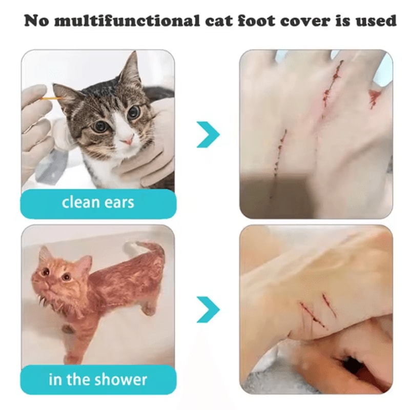 Adjustable Silicone Cat Paw Protector Boots 4PCS AntiScratch Cat Foot Covers 1