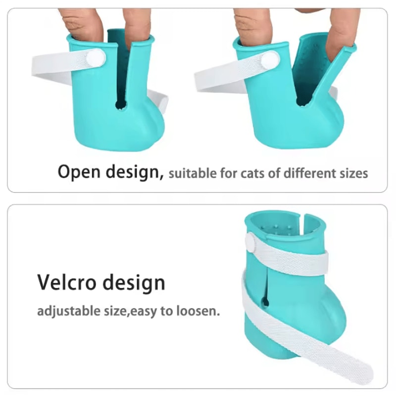 Adjustable Silicone Cat Paw Protector Boots 4PCS AntiScratch Cat Foot Covers 3