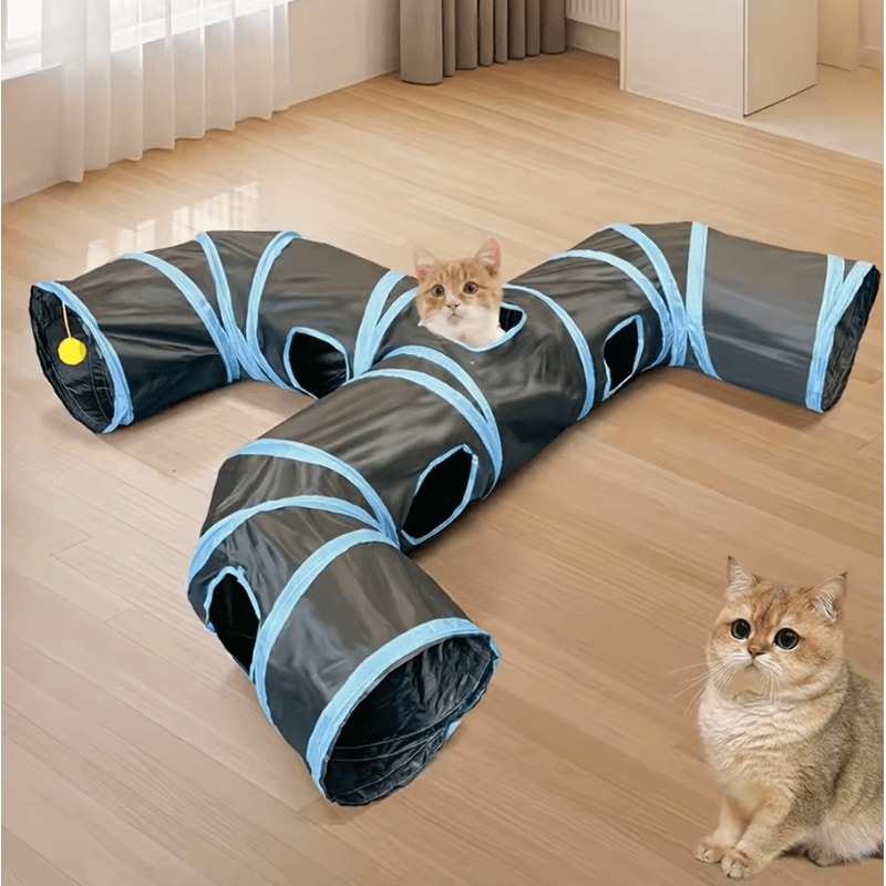 Extended ThreeWay Cat Tunnel Toy Interactive Rolling Dragon Play Tunnel 0