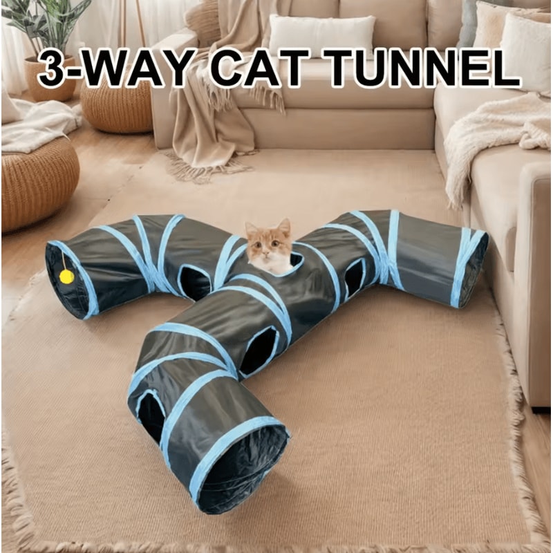 Extended ThreeWay Cat Tunnel Toy Interactive Rolling Dragon Play Tunnel 3