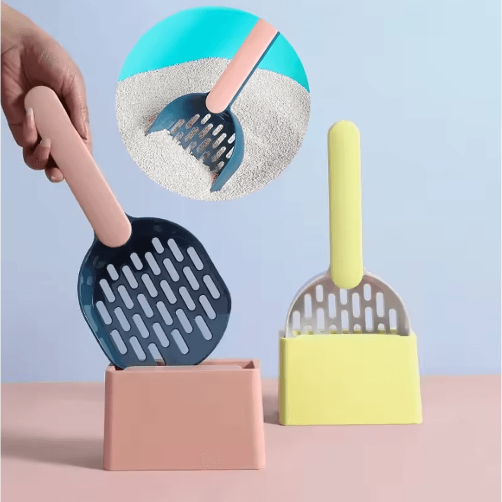 LongHandle Cat Litter Scoop Set With Storage Base 0