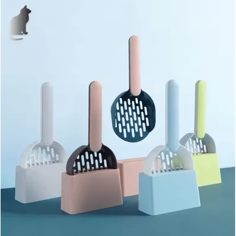 LongHandle Cat Litter Scoop Set With Storage Base 1