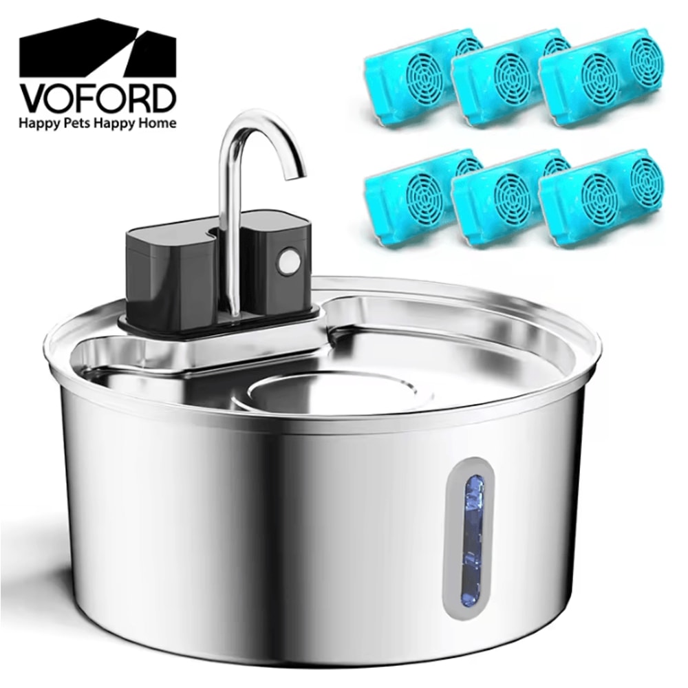 Wireless Stainless Steel Cat Water Fountain With 4000mAh Battery Motion Sensor 0