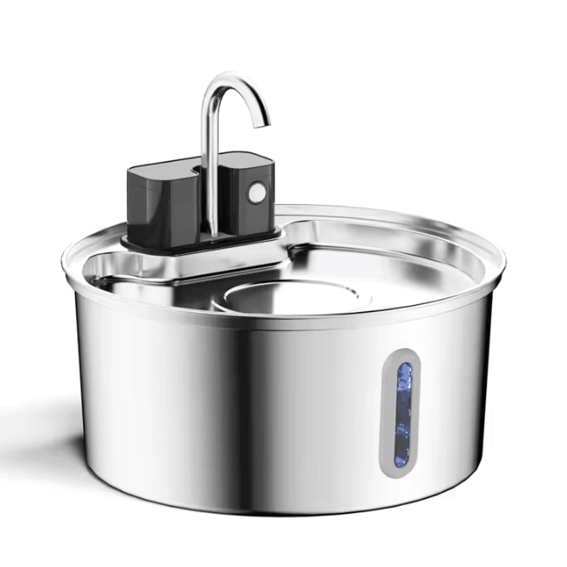 Wireless Stainless Steel Cat Water Fountain With 4000mAh Battery Motion Sensor 4