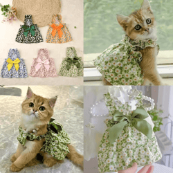 floral princess pet dress – elegant summer party outfit for cats & small dogs