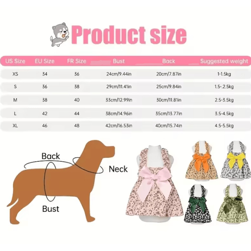 Floral Princess Pet Dress Elegant Summer Party Outfit For Cats Small Dogs 1