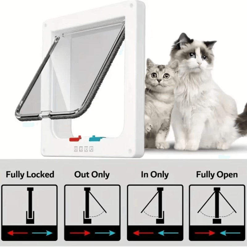 4Way Locking Weatherproof Pet Door Flap For Cats Small Dogs 1