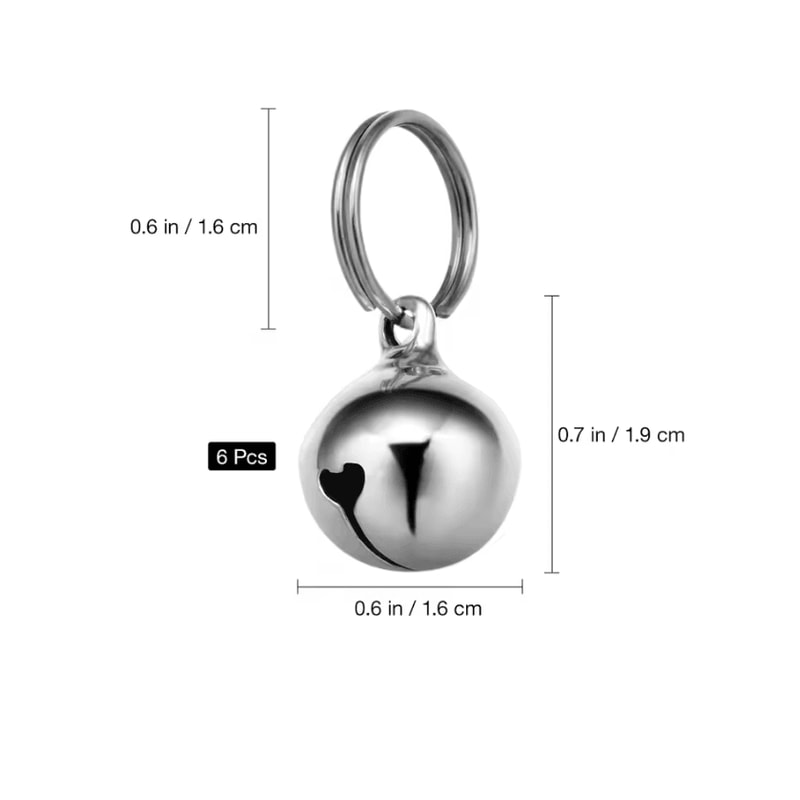 Copper Pet Collar Bells Set 6PCS Bell Charms With Key Rings 5