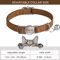 Personalized Leather Breakaway Cat Collar With Custom Engraving Bell 6