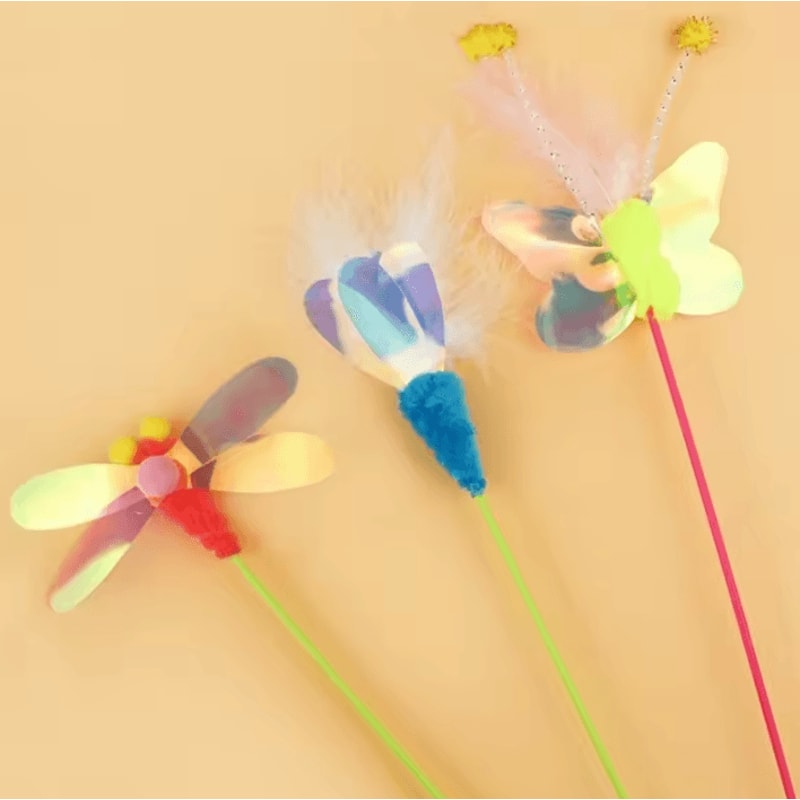 Interactive Butterfly Feather Cat Teaser Wand Toy 2