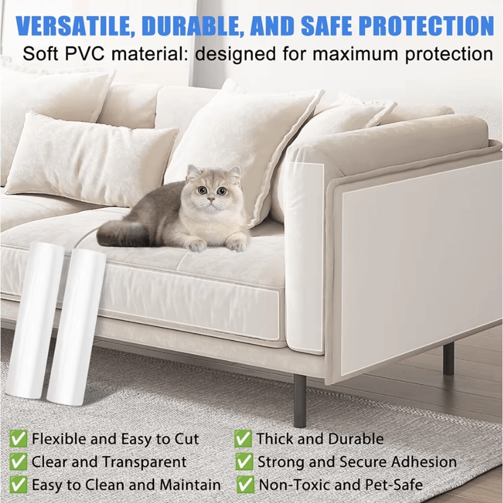 Transparent AntiScratch Furniture Protector Tape For Cats 45 X 300cm SelfAdhesive Shield 2