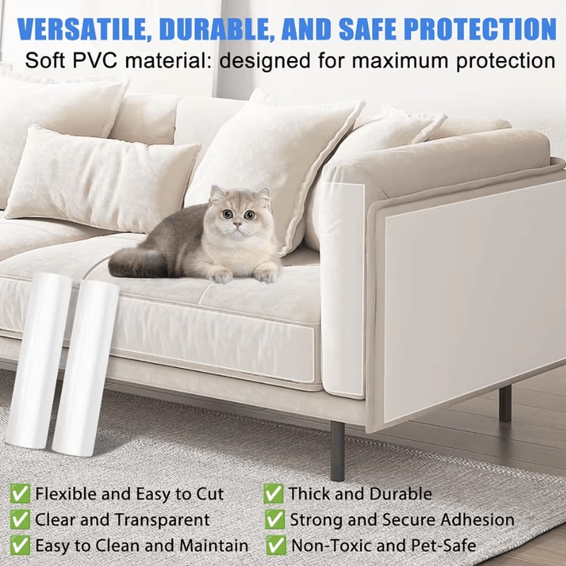 Transparent AntiScratch Furniture Protector Tape For Cats 45 X 300cm SelfAdhesive Shield 2