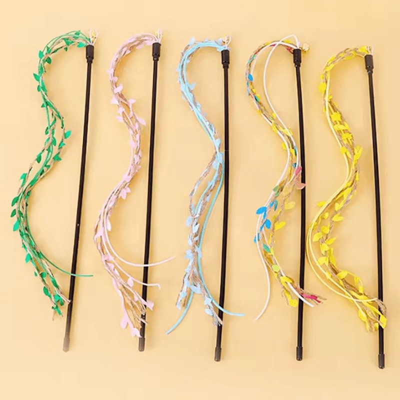 Interactive Rope Tassel Cat Teaser Wand With Bell 0