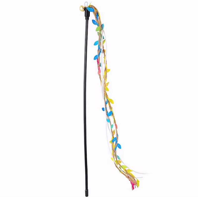 Interactive Rope Tassel Cat Teaser Wand With Bell 7