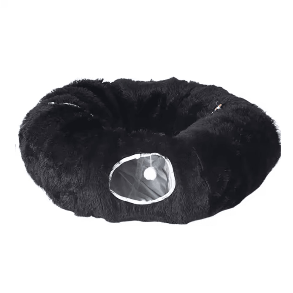 Plush Donut Cat Tunnel Bed Cozy Peekaboo Play Tunnel Sleeping Nest 2