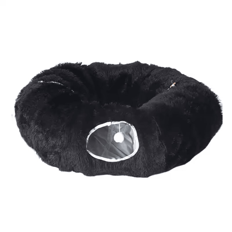 Plush Donut Cat Tunnel Bed Cozy Peekaboo Play Tunnel Sleeping Nest 2
