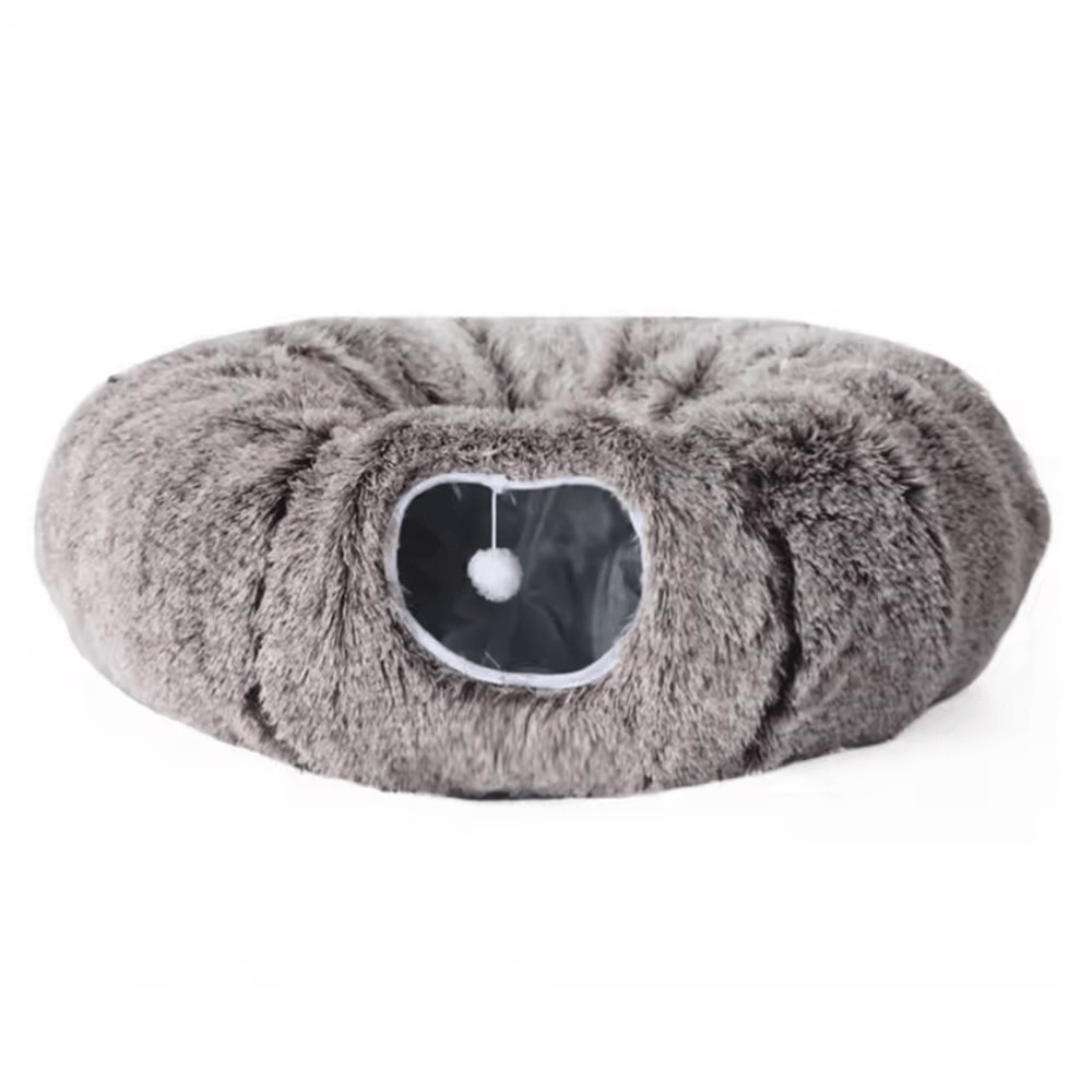 Plush Donut Cat Tunnel Bed Cozy Peekaboo Play Tunnel Sleeping Nest 4