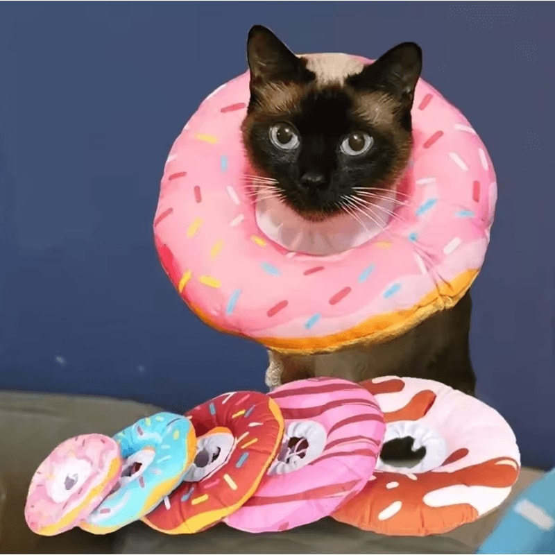 Sprinkle Donut Cat Recovery Collar Soft Adjustable AntiLick Healing Cone 1