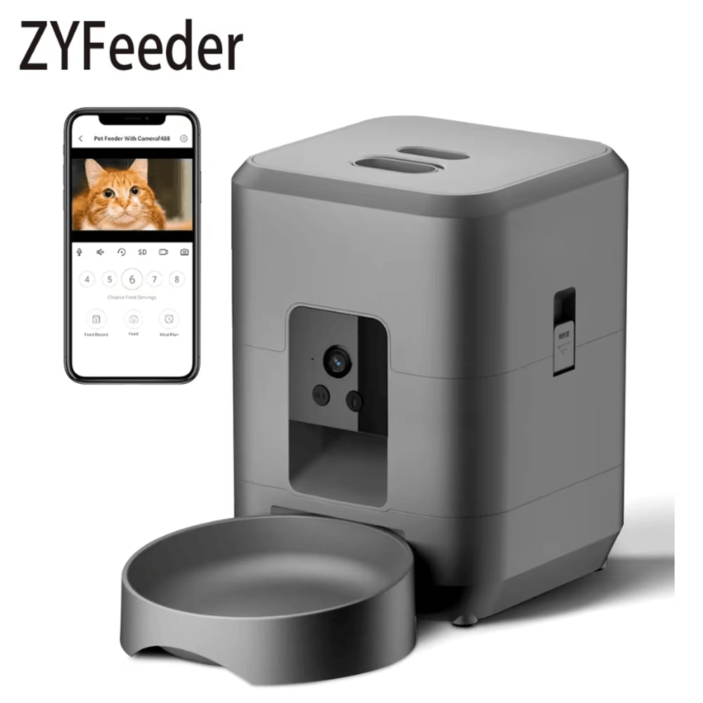 Smart WiFi Automatic Pet Feeder With Camera 2L Remote AppControlled Food Dispenser 0