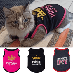 princess print summer cotton vest for sphynx cats & small pets