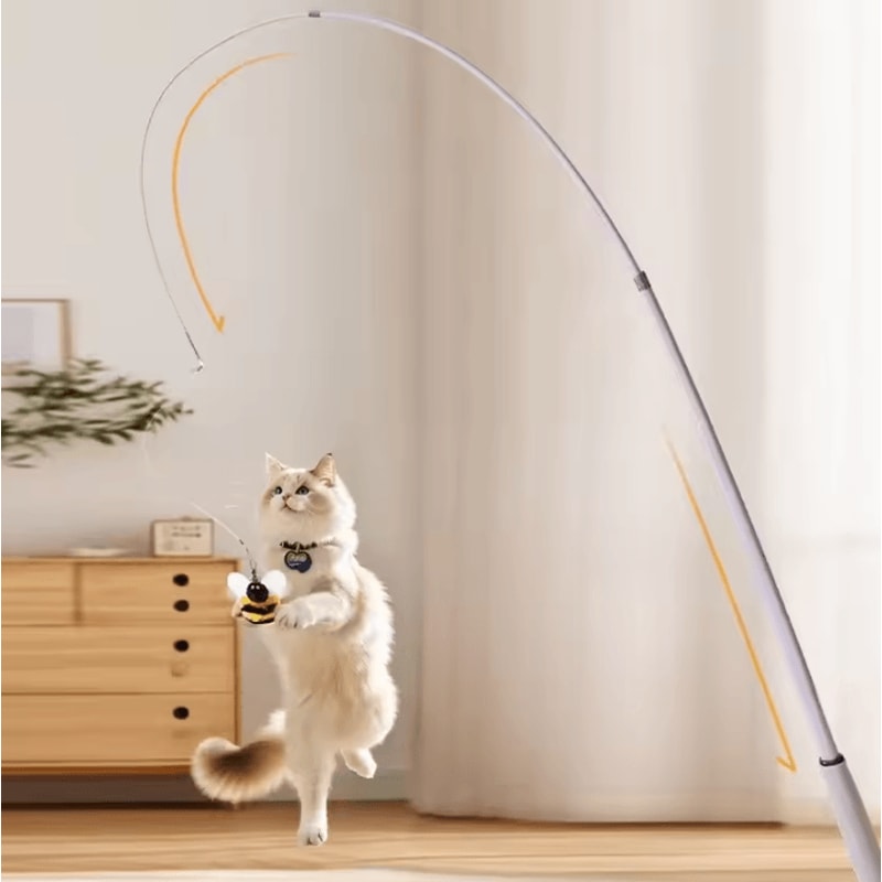 Carbon Fiber Telescopic Cat Teaser Wand 110cm Interactive Feather Toy 1