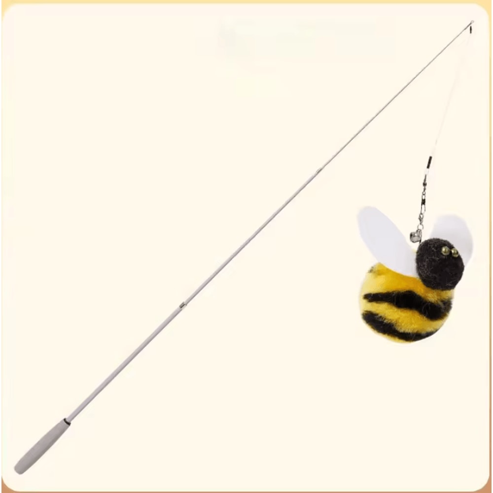Carbon Fiber Telescopic Cat Teaser Wand 110cm Interactive Feather Toy 4