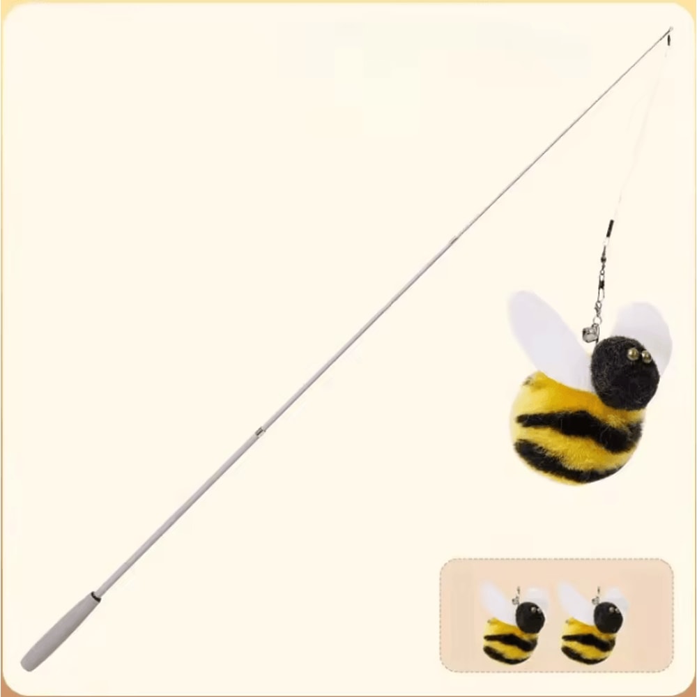 Carbon Fiber Telescopic Cat Teaser Wand 110cm Interactive Feather Toy 5