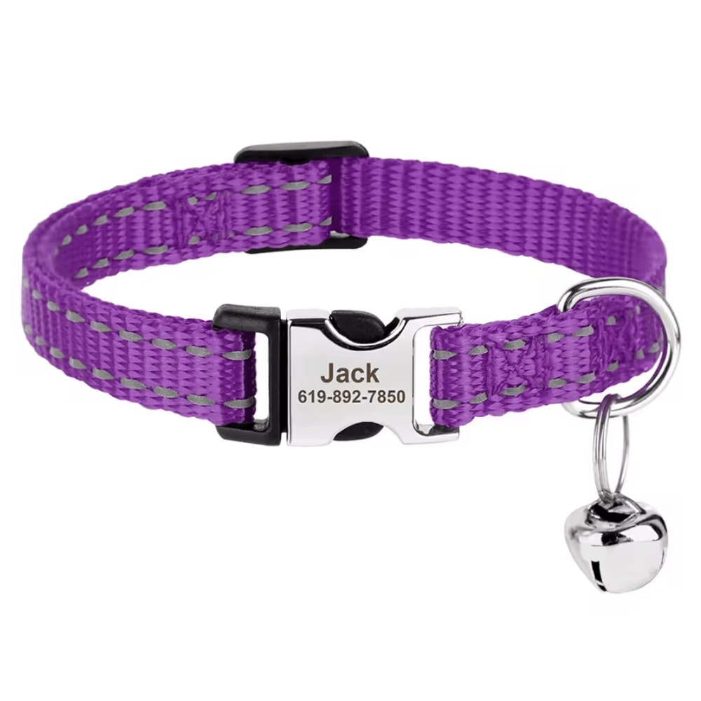 Personalized AntiLost Cat ID Collar With Custom Name Tag Bell 14