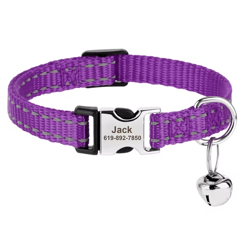 Personalized AntiLost Cat ID Collar With Custom Name Tag Bell 14